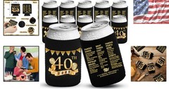 Celebrate in Style: 40th Birthday Beverage Cooler Sleeves – Neoprene 12 Pack