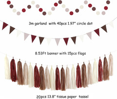 Brown Burgundy Champagne Dusty-Pink Party-Decorations – 33Pcs Banner,Streamers T