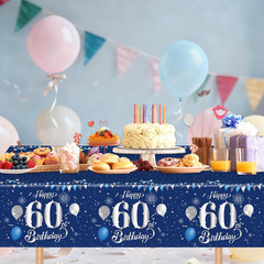 60Th Birthday Decorations for Men,61Pcs Blue Silver 60Th Birthday Decorations Ta