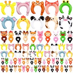 200 Pcs Zoo Animal Inflatable Party Set, Inflatable Headbands & Wrist Balloon…