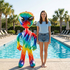 63″ Giant Alien INFLATE (Vinyl) Galaxy/Rainbow/Tie Dye. Inflatable Huge Alien