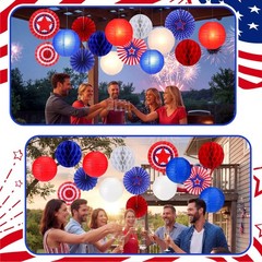 18 Pcs Patriotic Party Decorations 250th Anniversary Decorations 4th of July Han