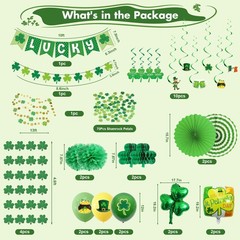 103 PCS St. Patrick’s Day Decorations Kit Party Supplies Set, Shamrock Hangin…