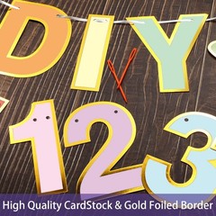 TaoBary 143 Pcs DIY Letter Banner Customizable Happy Birthday Macaron