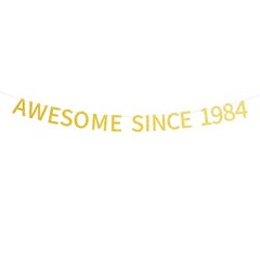 Awesome Since 1984 Banner Pre-strung Happy 41st Birthday Banner Gold Glittery…