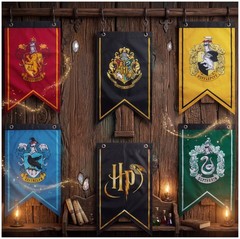 Harry Potter Gifts Banner Decorations Set of 6 Hogwarts House Multi Flags