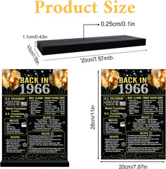 60Th Birthday Decorations Women Men, Black Gold Back in 1966 Birthday Poster Acr