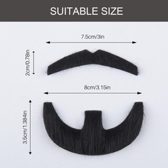Fake Black Goatee Beard and Mustache Set Self Adhesive Stick-On Facial Hair f…