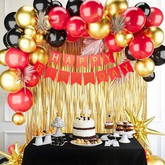 Red Black Gold Birthday Decorations for Girl Boy,Red Black Gold Balloons with