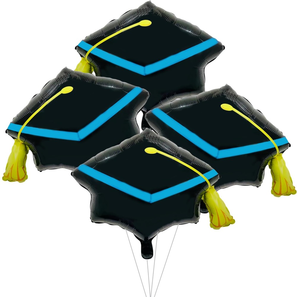 4 Pieces 22 Inches Black Graduation Cap Balloons, Large Academic Cap Shaped M…