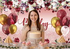 7X5Ft Happy Birthday Decorations Women Girls Birthday Party Backdrop Glitter Pin