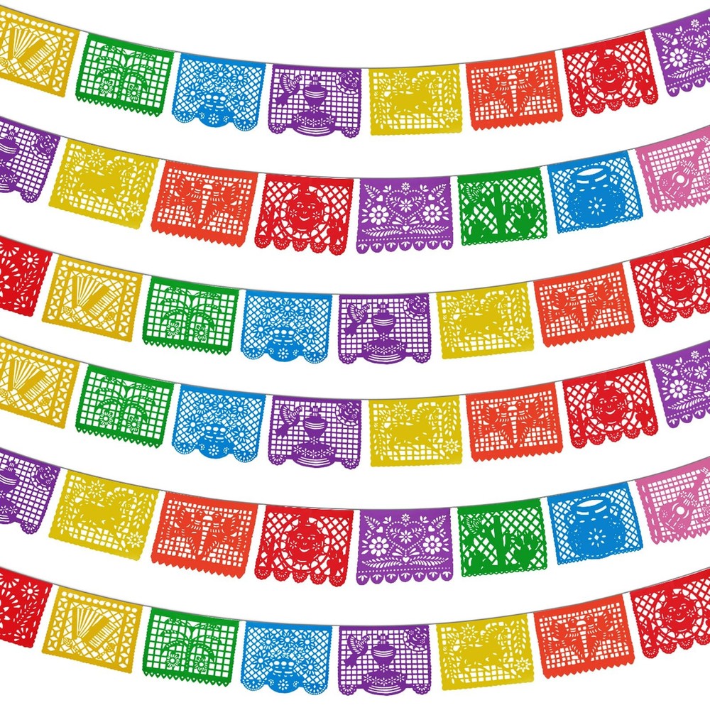 6 Packs 108 Ft Fiesta Party Decorations Mexican Party Banners Papel Picado Ba…