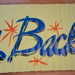 Vintage Handpainted «Welcome Back» Vynle Canvas Banner 115 x 36 Inches