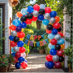 Red Blue Black Balloon Arch Kit, Blue Black Balloons Garland with 22 Inch Star