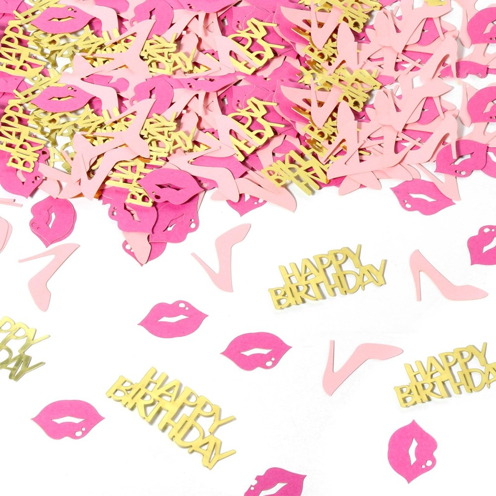 Girl Happy Birthday Confetti High Heel Lip Woman Party Table Decoration
