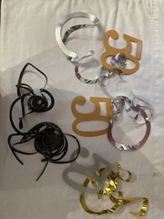 Black & Gold Glittery Happy 50th Birthday/Anniversay Decorations BB