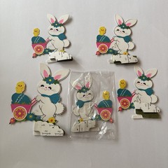 Vtg Hallmark Paper Honeycomb Easter Bunny & Chick Cut Out Table Decor SEE & READ