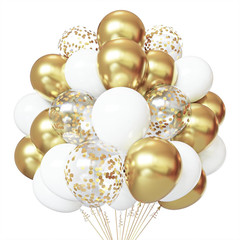 White and Gold Confetti Latex Balloons, 50 Pack 12 Inch Gold and White Party Bal