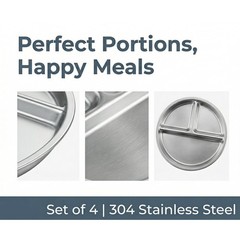 BEWBBAT 4 Pack 304 Stainless Steel Divided Plate, 8 Inch 3 8 Inch, Silver