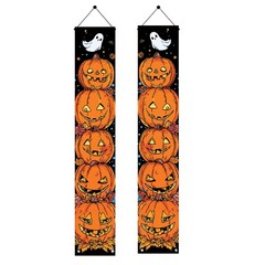 2PCS Halloween Porch Banners 71 x 12 Inch Stacked Pumpkin Jack-O’-Lantern Doo…