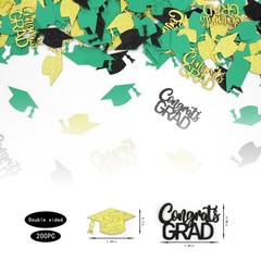200 PCS Green Gold Graduation Confetti Class Of 2026 Glitter Table Scatter