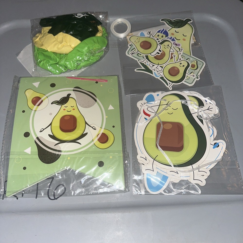 Avocado Happy Birthday Banner Hanging Deco Balloons Cake / Cupcake Toppers