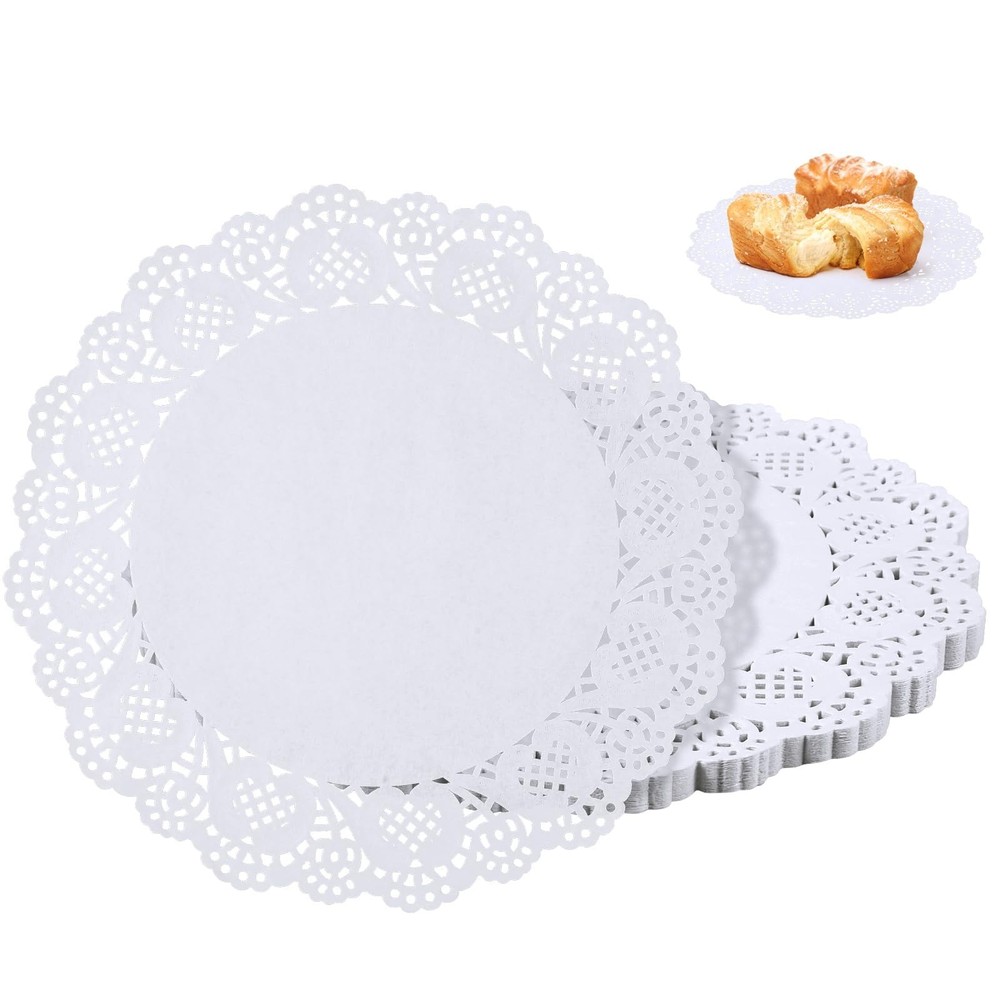 100 Pieces Paper Doilies, 12 Inch Doilies for Food, Disposable Lace Paper Doi…