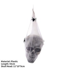 Halloween Animated Hanging Skulls Head Covered with Spider Webs JQ