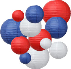 colorful paper lanterns (Red-Blue-White)