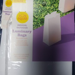 4 Pack Sun Squad Solid Resin White Indoor Outdoor Luminary Bags 10x5x3 Reusable