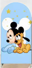 Blue Mickey Mouse Arch Backdrop Cover Baby Shower Birthday Party Decorations