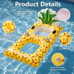 1 Piece Inflatable Pool Float Lounger for Adults Chair Floaties with Drink Ho…