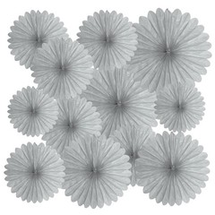 20 PCS Silver Grey Hanging Paper Fan Decorations for Wedding Birthday Party