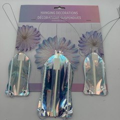 «Iridescent Hanging Party Decorations 3 PCS Paper Fans for Wedding Baby Shower»
