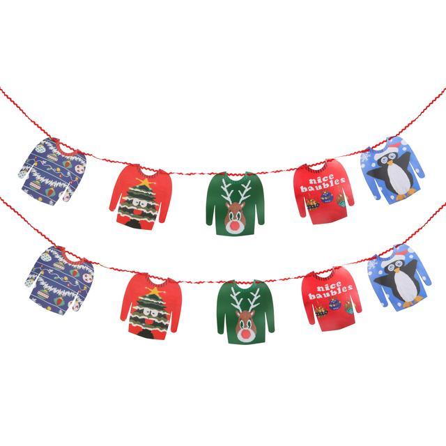 TALKING TABLES CHRISTMAS UGLY JUMPER GARLAND BANNER HANGING PARTY DECORATION