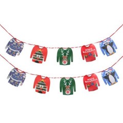 TALKING TABLES CHRISTMAS UGLY JUMPER GARLAND BANNER HANGING PARTY DECORATION