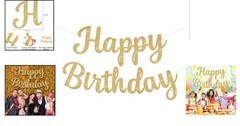 Glitter Happy Birthday Banner Sign Birthday Garland Wall Door Banners Flag fo…