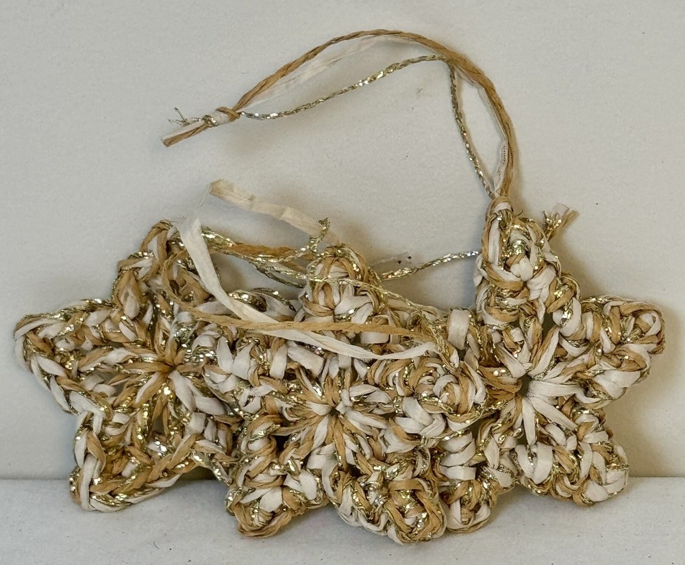 Hand Crafted Gold And Silver Christmas Decorations, Hanging StarsGoldAnd Silver