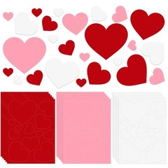 Assorted Red Pink White Heart Paper Cutouts Card Stock Valentines 360 PCS
