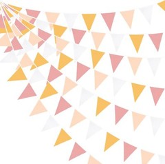 32Ft Groovy Party Decorations Yellow Pink White Pennant Orange Beige