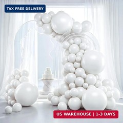 RUBFAC White Balloons 129pcs Different Sizes 18 12 10 5 Inch for Garland Arch, L