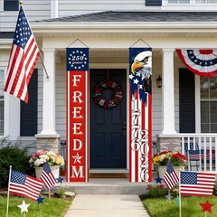 4-Piece Patriotic Flag Banners – Perfect for 250th Independence Day Celebration
