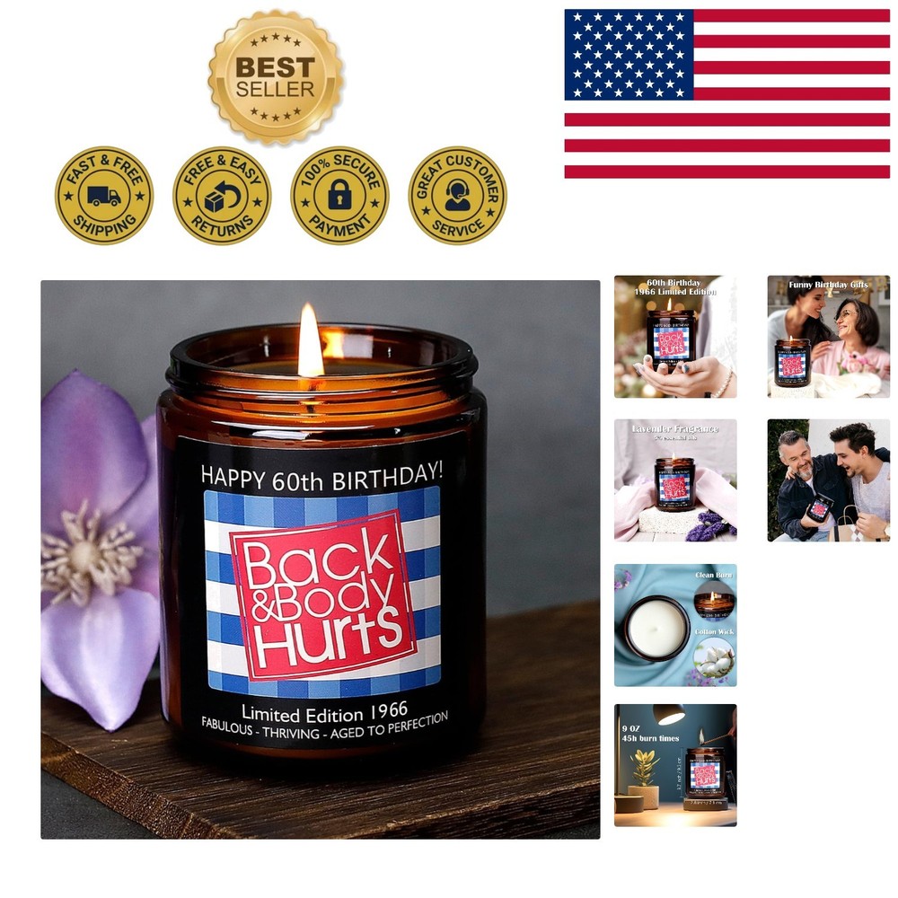 Lavender Scented Candle in Gift Box – Perfect 60th Birthday Surprise for All