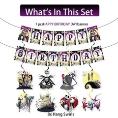 Halloween Birthday Decorations Banner and Hanging Swirls, Halloween Decorations
