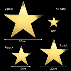 24 Pcs Gold Cardboard Stars Cutouts Hanging Glitter Foil Metallic Star Cutouts 6