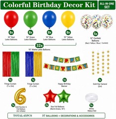Mario Theme 6th Birthday Party Decorations Kit