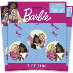Unique Multicolored Barbie Hanging Swirl Multicolor 26 Inch 3 Count Family