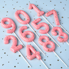 2.76 Inch Classical Pink Gold 3 Number Birthday Candles, Gold & Cake Number Cand