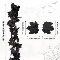 SITUMEIZI 2-Pack 13Ft Black Maple Leaf Halloween Garland Realistic Hanging Decor