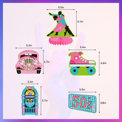 50’S Party Decorations Include Rock and Roll Banner, 50S Theme Hanging Swirls an